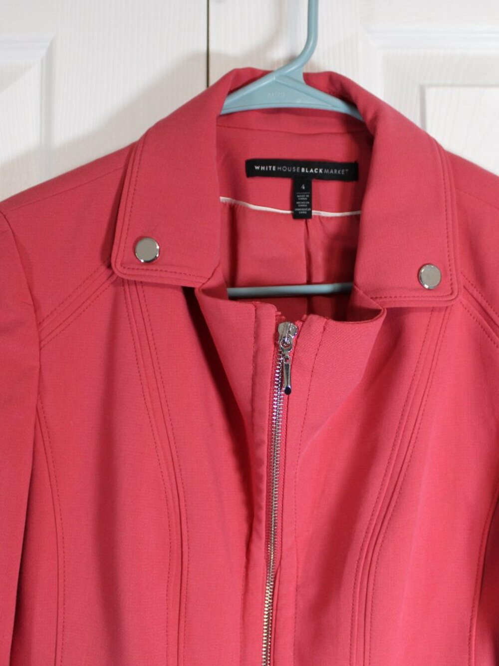 White House Black Market Cropped Pink Moto Jacket Blazer with Corset Tie Details - Picture 3 of 12